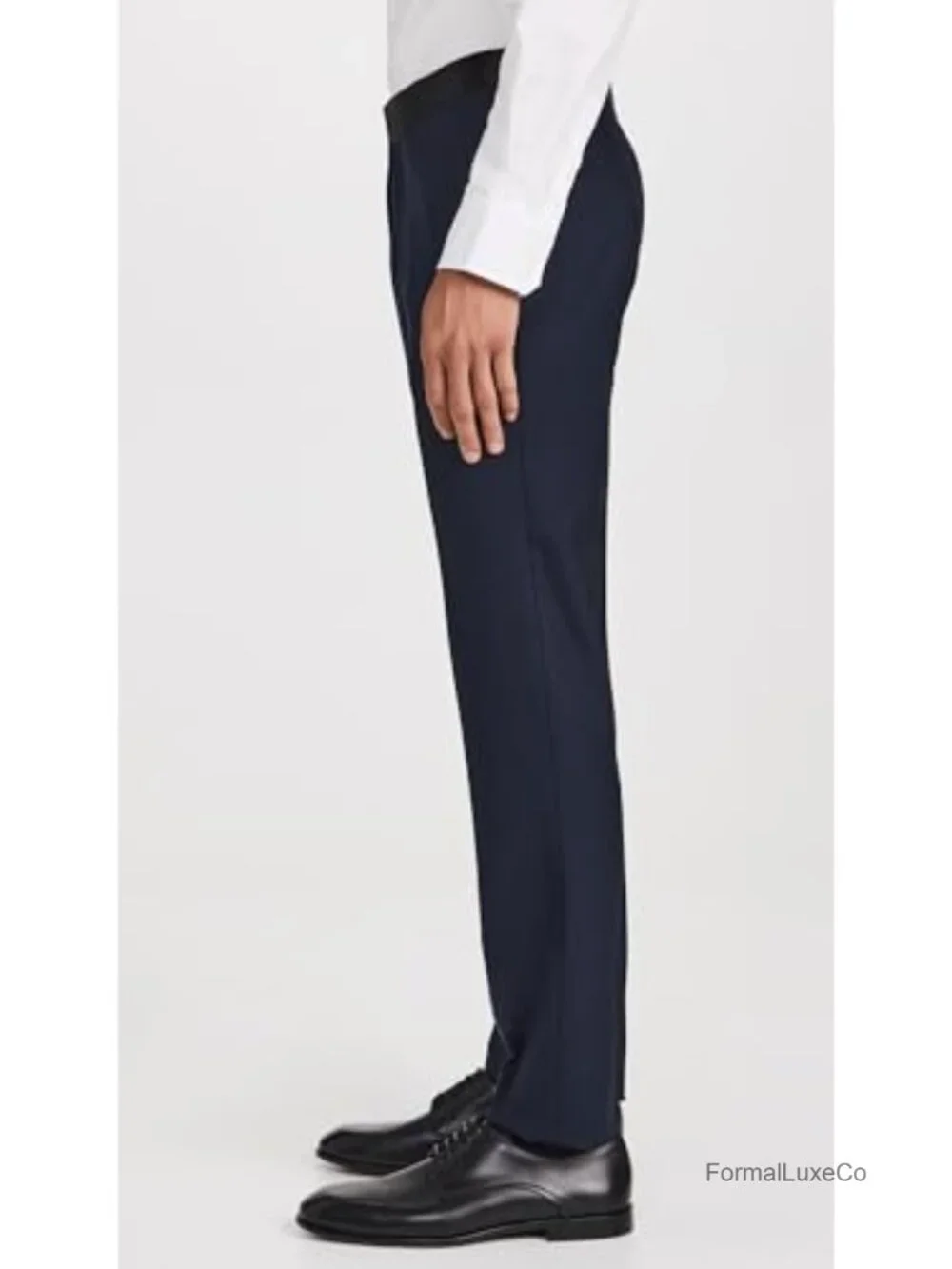 Men's Stretch Wool Suit Pants Slim Fit Tuxedo Trousers